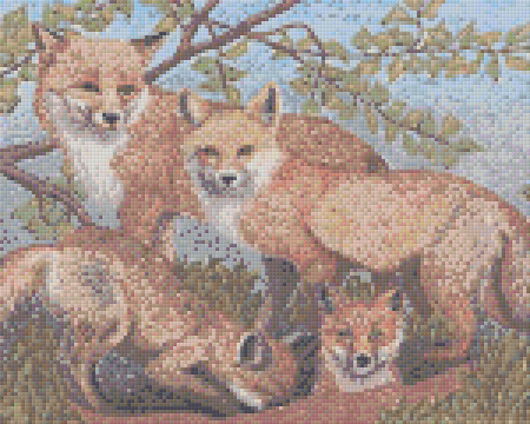 Fox Family Nine [9] Baseplate PixelHobby Mini-mosaic Art Kit image 0
